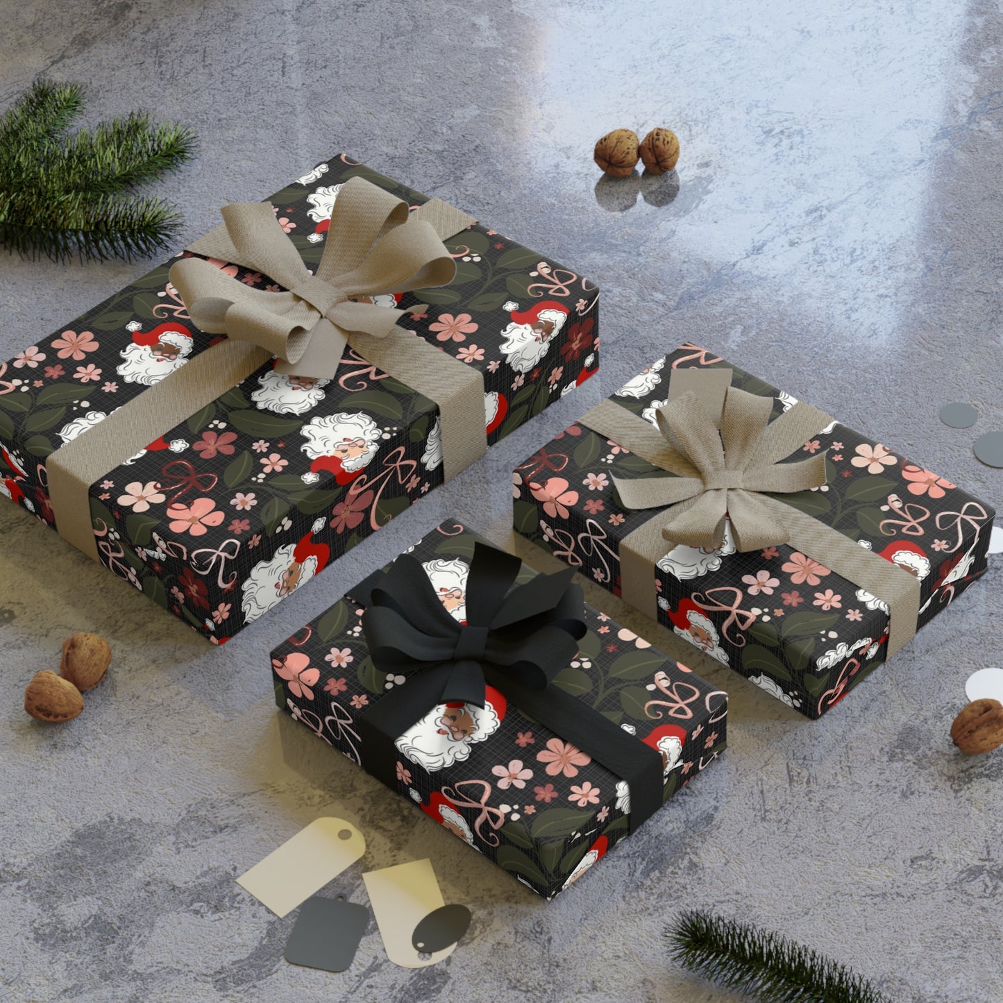 Santa Wrapping Paper *black background*