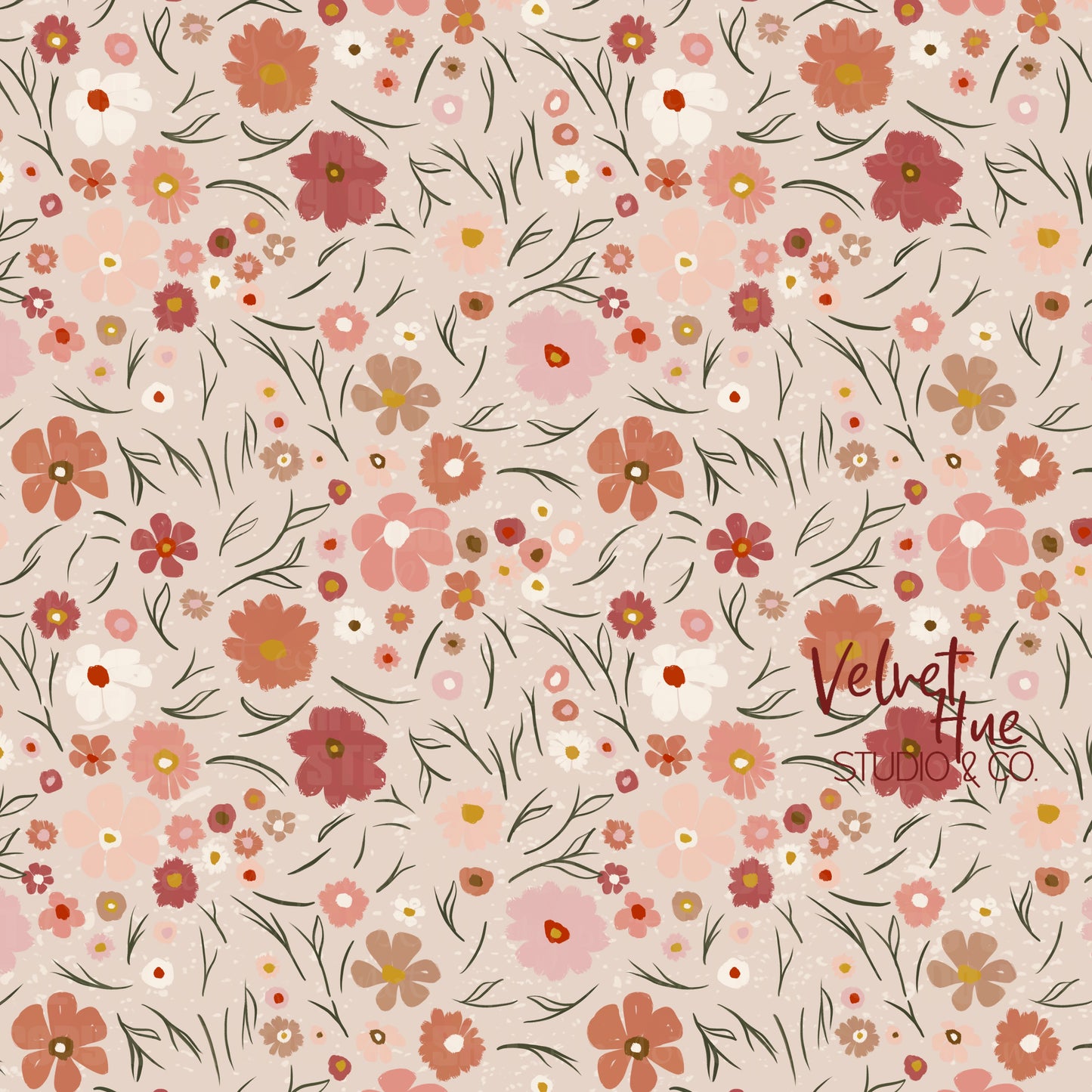 Vintage Floral on Taupe