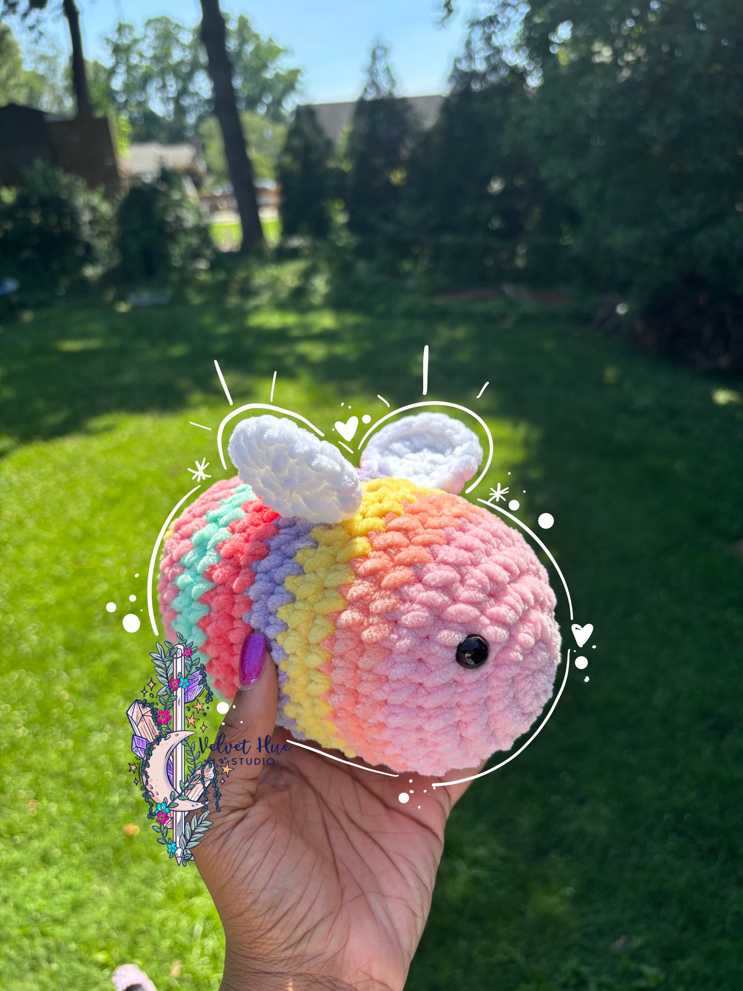 Crochet Squishy Rainbow Bee