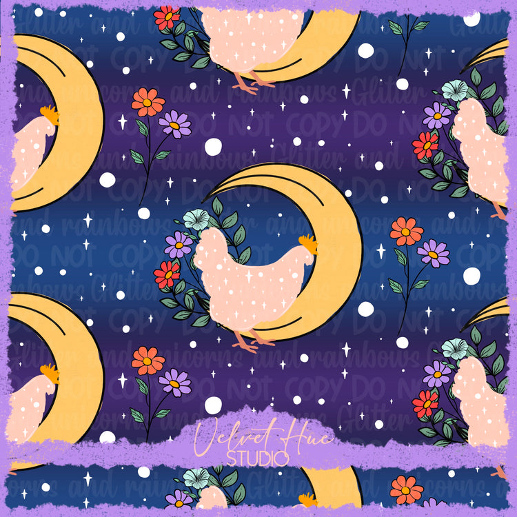 Celestial Chickens Seamless & PNG