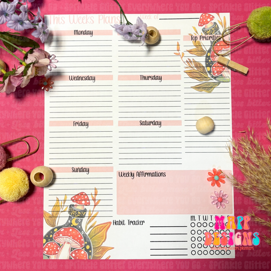 Shrooms' Weekly Functional Planner Notepad