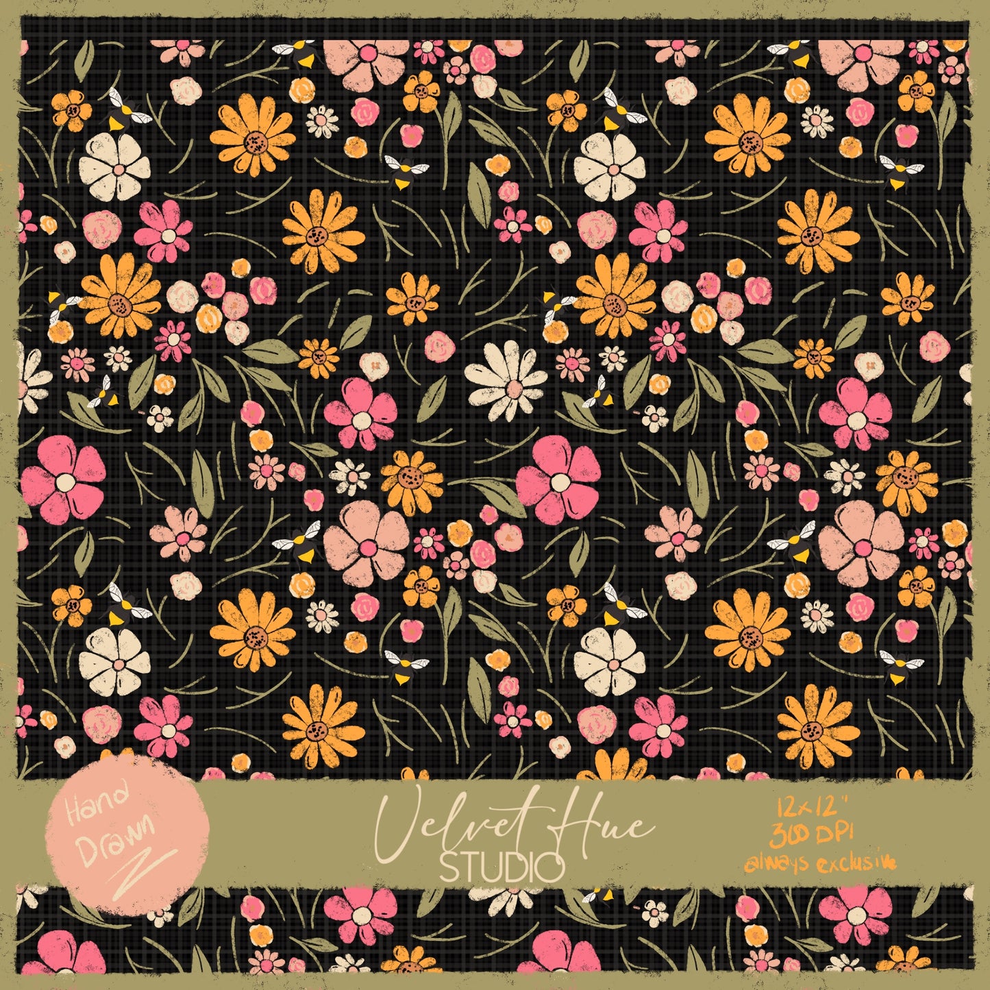Bumble Bee Garden Ditsy Florals