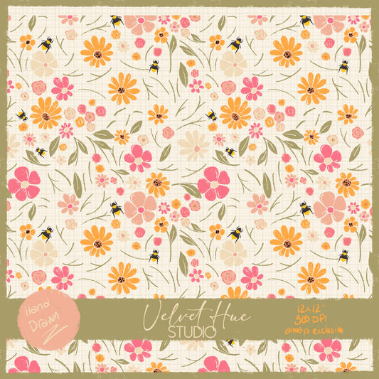Bumble Bee Garden Ditsy Florals