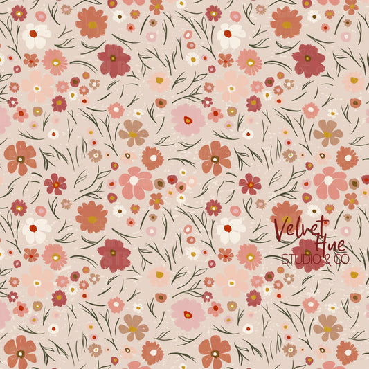 Vintage Floral on Taupe