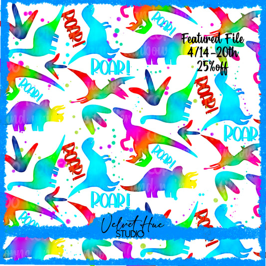 Watercolor Neon Dino’s Seamless