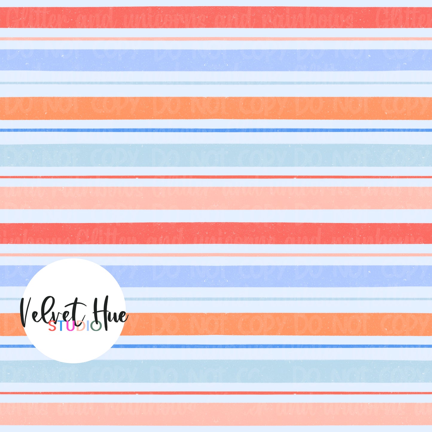 Christmas In July Floral on Blue & Stripe