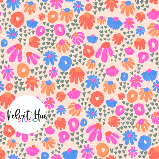 Christmas In July Floral on Bright Ditsy Floral
