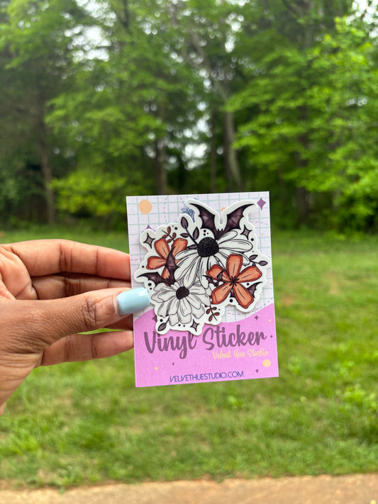 Floral Bats vinyl sticker