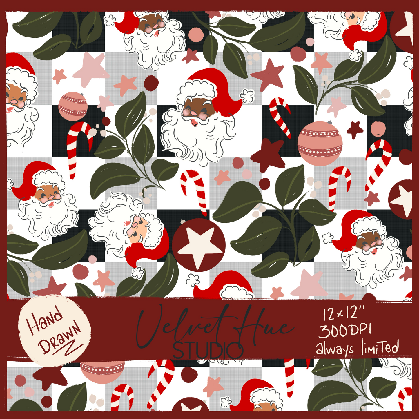 House of Santa's Checkered w/Ornaments