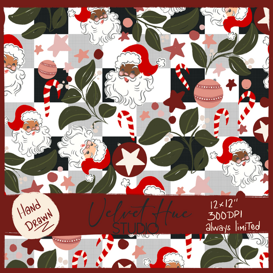 House of Santa's Checkered w/Ornaments